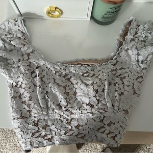 White Floral off the shoulder crop top